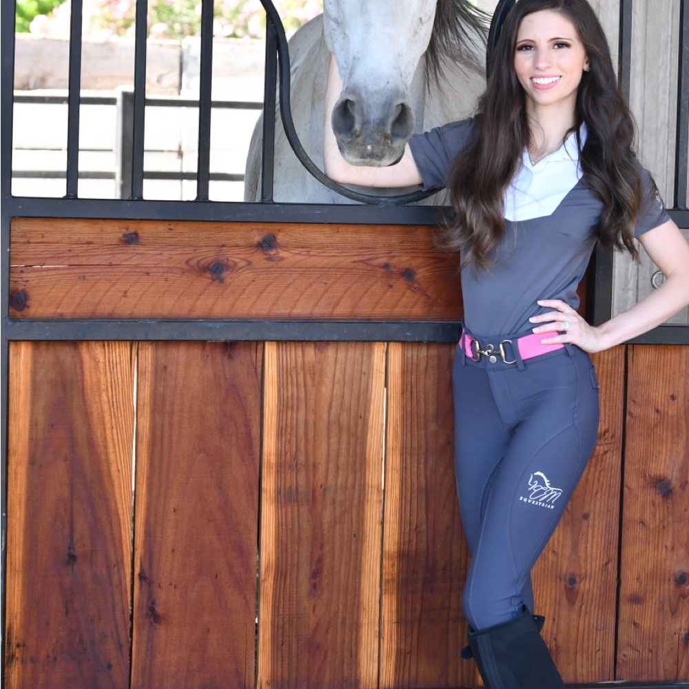 Dark Grey short sleeve equestrian show shirts perfect to wear under coat